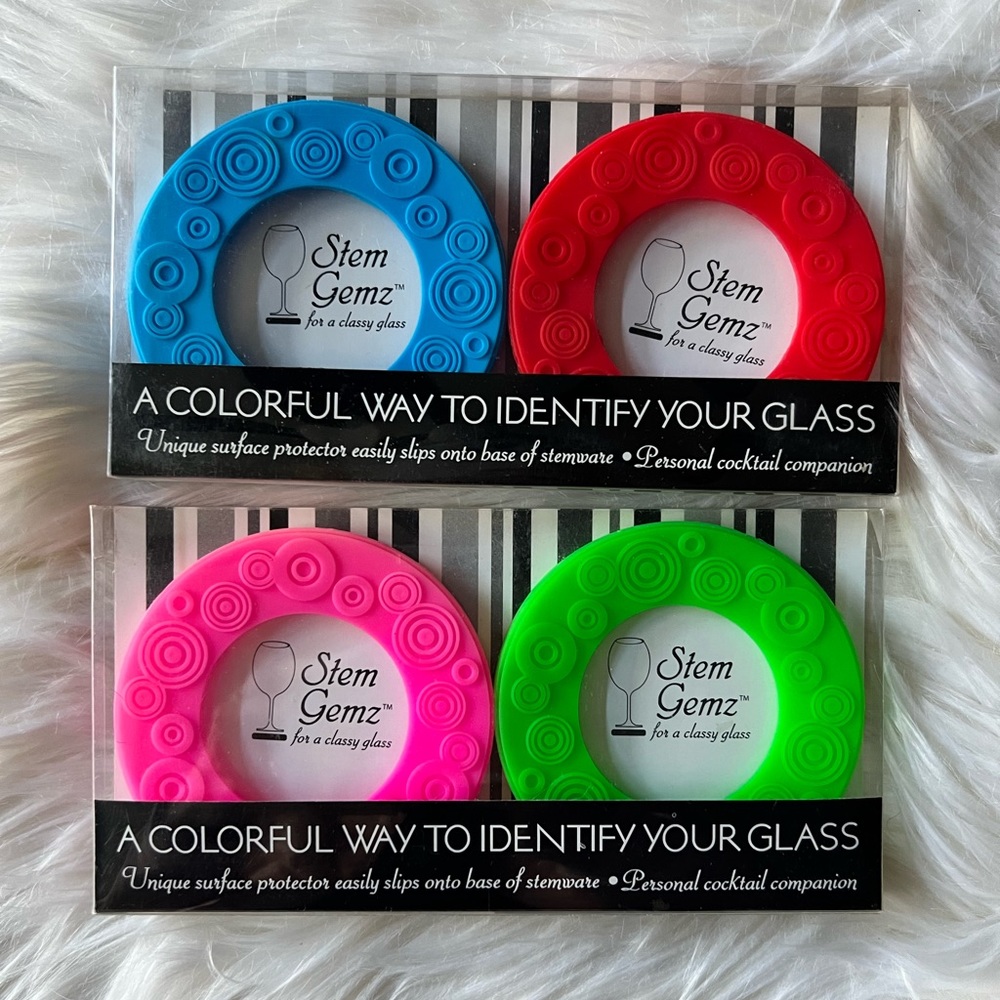 NEW 🍷Stem Gemz Wine Glass Grip Coasters🍷4 Coasters